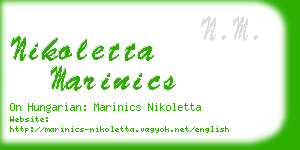 nikoletta marinics business card